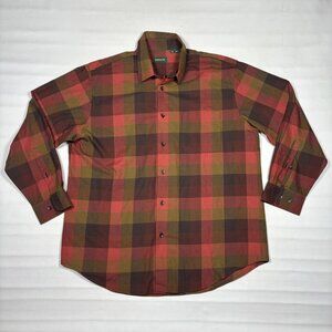 Orvis Luxury Cotton Merino Wool Red Plaid L/S Flannel Button Shirt Mens XL